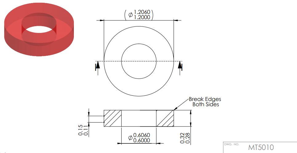 Ruby Bar hole Ringstone MT5010
